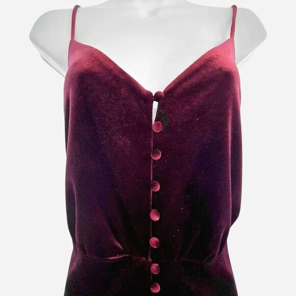Lush Red Maroon Maxi Dress Velvet Wedding Guest Dress Size L - Picture 3 of 6